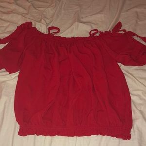 Red Off-the-Shoulder Shirt